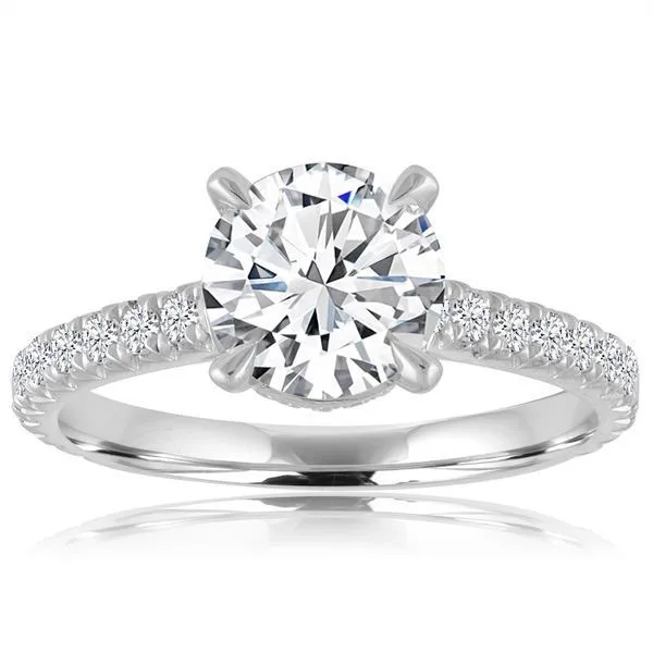 Round Diamond Cathedral Surprise Setting for Cushion Center Ambassador Diamond Jewelers Tucson, AZ