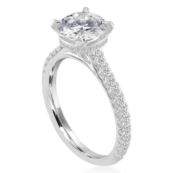 Round Diamond Cathedral Surprise Setting for Cushion Center Image 2 Ambassador Diamond Jewelers Tucson, AZ