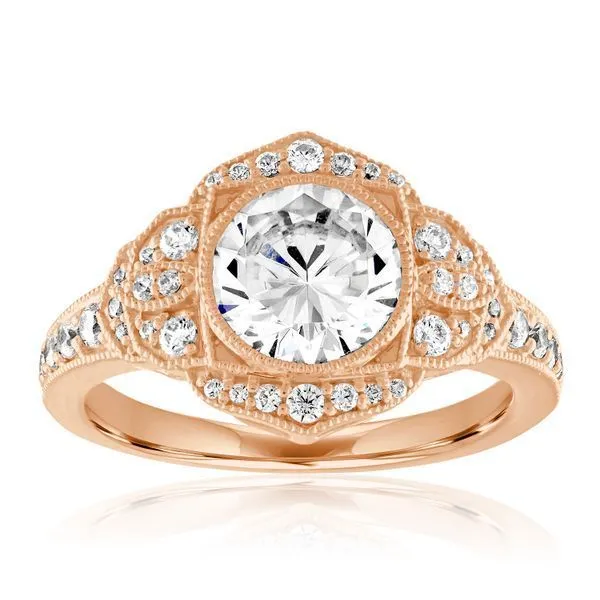 Floral Bezel Halo Engagement Ring S&E Jewelers Depew, NY