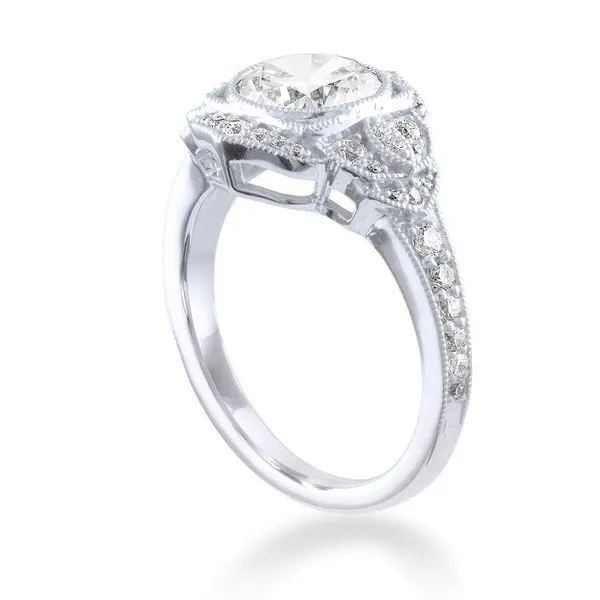 Floral Bezel Halo Engagement Ring Image 2 Ambassador Diamond Jewelers Tucson, AZ