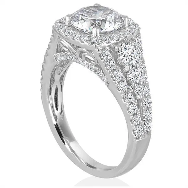 Round Diamond Graduated Halo Setting Image 2 Ambassador Diamond Jewelers Tucson, AZ