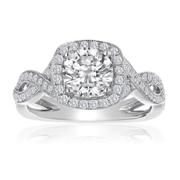 Round Diamond Pave Twist Halo Milgrain Setting Ambassador Diamond Jewelers Tucson, AZ