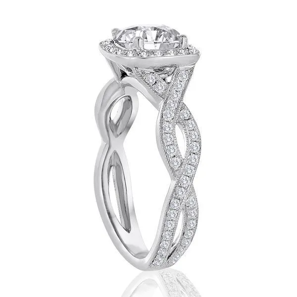 Round Diamond Pave Twist Halo Milgrain Setting Image 2 Ambassador Diamond Jewelers Tucson, AZ