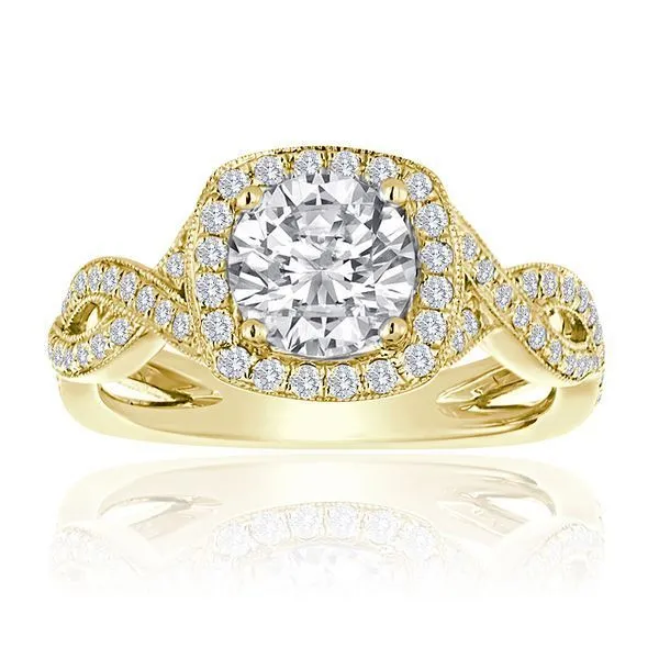 Round Diamond Pave Twist Halo Milgrain Setting Ambassador Diamond Jewelers Tucson, AZ