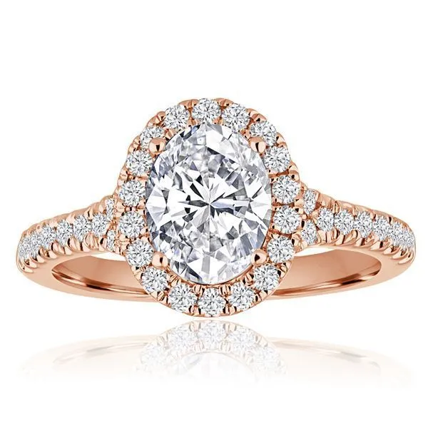 Round Diamond Pave Oval Halo setting Ambassador Diamond Jewelers Tucson, AZ