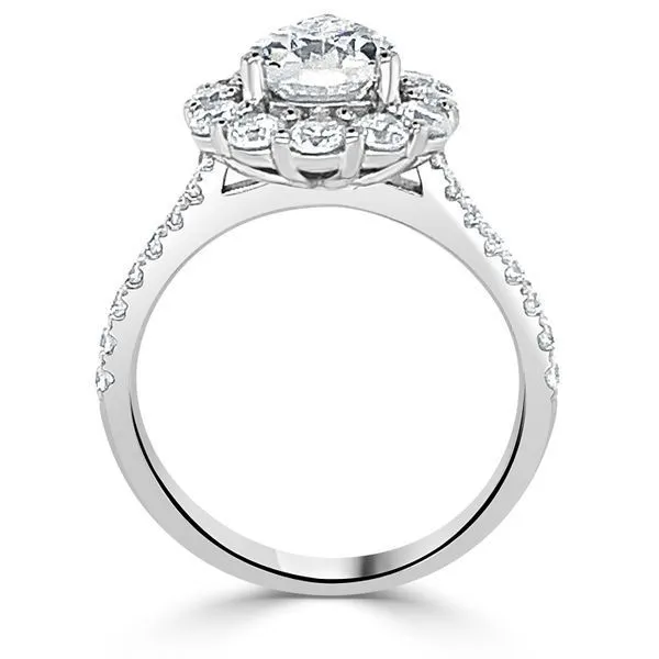 28 Round Diamond Pear Shaped Halo Engagement Ring Image 2 S&E Jewelers Depew, NY