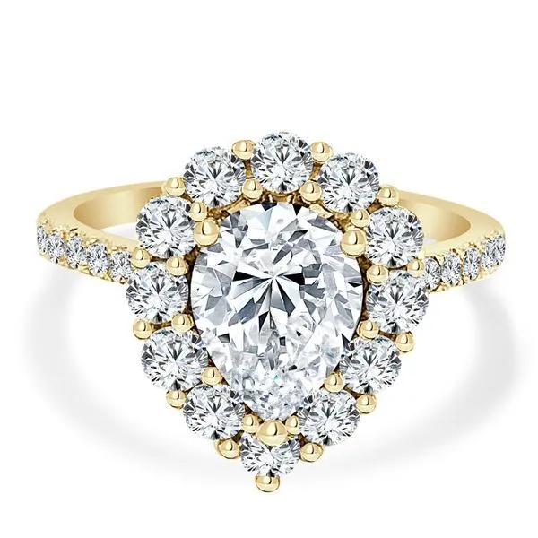 28 Round Diamond Pear Shaped Halo Engagement Ring Ambassador Diamond Jewelers Tucson, AZ