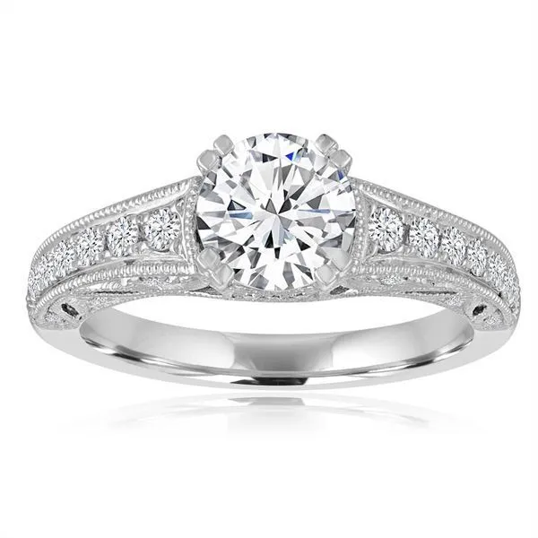 Round Diamond Pave Filigree Engagement Ring Ambassador Diamond Jewelers Tucson, AZ