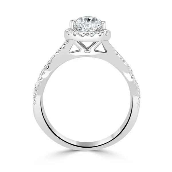 67 Round Diamond Pear Shaped Twist Halo Engagement Ring Image 2 Ambassador Diamond Jewelers Tucson, AZ
