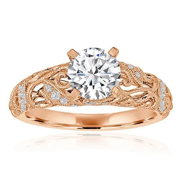 Round Diamond Pave Filigree Engagement Ring Ambassador Diamond Jewelers Tucson, AZ