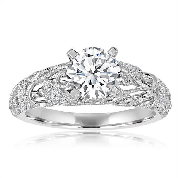 Round Diamond Pave Filigree Engagement Ring Ambassador Diamond Jewelers Tucson, AZ