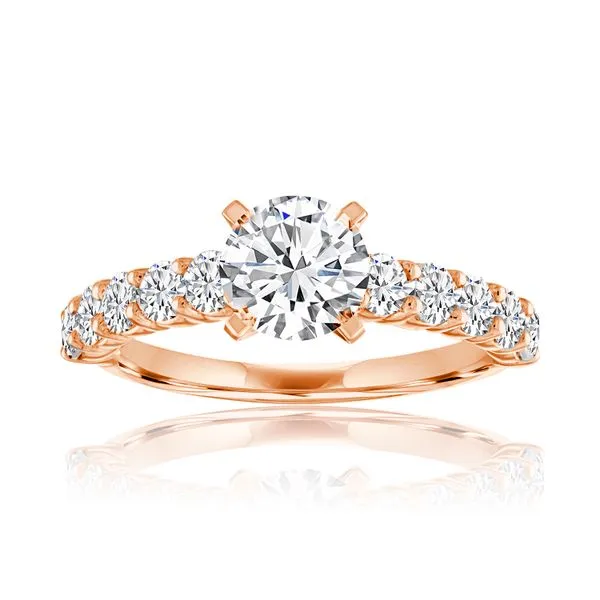 Round Diamond Shared Prong Cathedral Engagement Ring Ambassador Diamond Jewelers Tucson, AZ