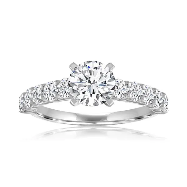 Round Diamond Shared Prong Cathedral Engagement Ring Ambassador Diamond Jewelers Tucson, AZ