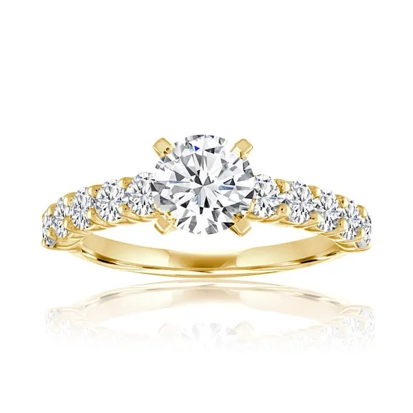Round Diamond Shared Prong Cathedral Engagement Ring Ambassador Diamond Jewelers Tucson, AZ