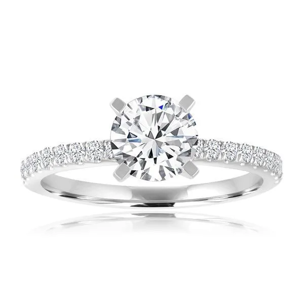 Round Diamond French Pave Engagement Ring Ambassador Diamond Jewelers Tucson, AZ