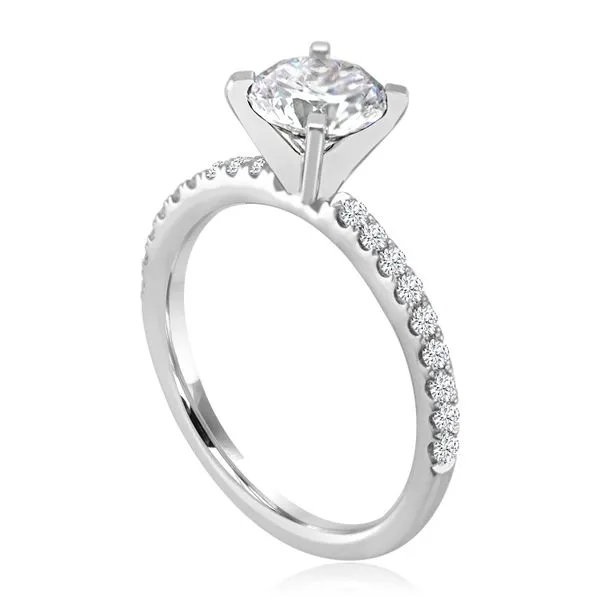 Round Diamond French Pave Engagement Ring Image 2 Ambassador Diamond Jewelers Tucson, AZ