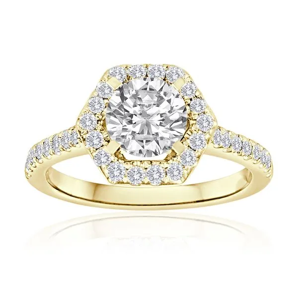 Round Diamond Pave Hexagon Halo Ambassador Diamond Jewelers Tucson, AZ