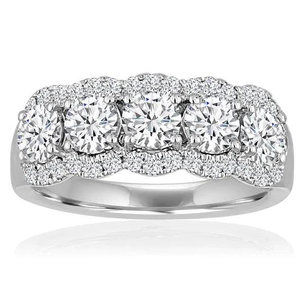 Round Diamond 5 Stone Halo Band Image 2 Ambassador Diamond Jewelers Tucson, AZ