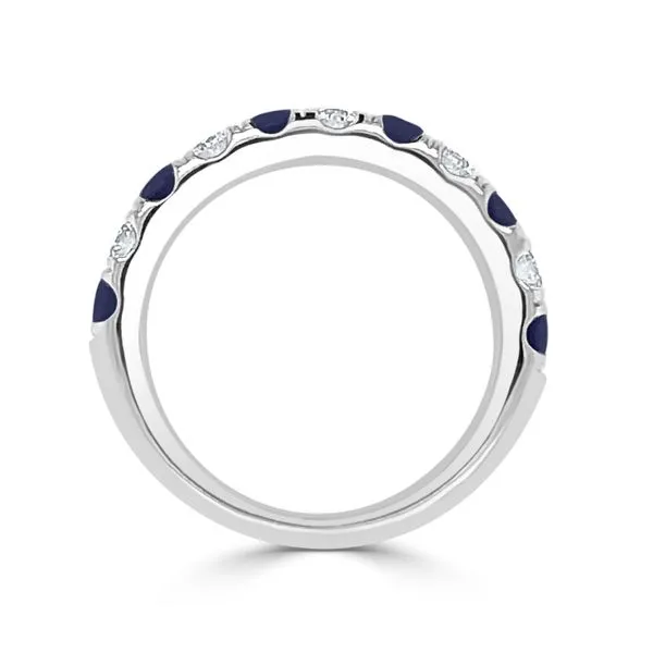 Round Blue Sapphire and Diamond Alternating Split Prong Band Image 2 Ambassador Diamond Jewelers Tucson, AZ