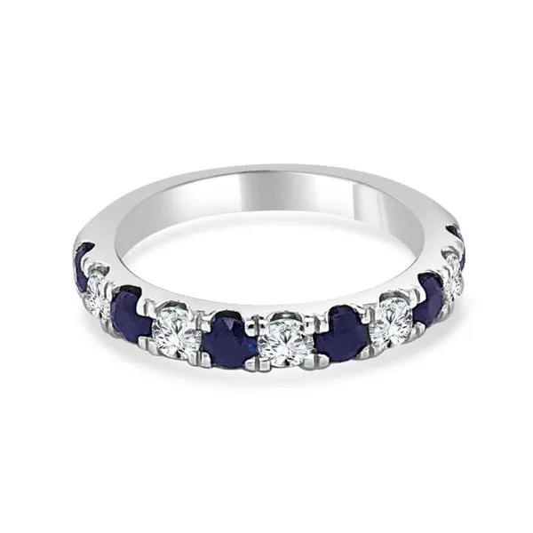 Round Blue Sapphire and Diamond Alternating Split Prong Band Ambassador Diamond Jewelers Tucson, AZ