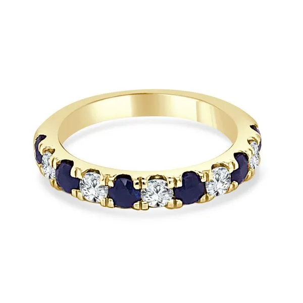 Round Blue Sapphire and Diamond Alternating Split Prong Band Ambassador Diamond Jewelers Tucson, AZ