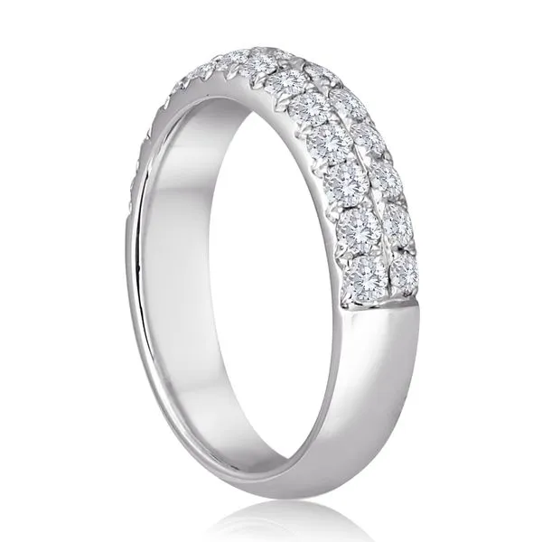 Round Diamond 2 Row French Pave Band Image 2 Ambassador Diamond Jewelers Tucson, AZ