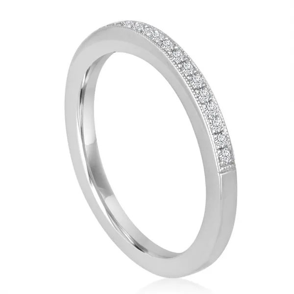 Round Diamond Bead Set Milgrain Band Image 2 Ambassador Diamond Jewelers Tucson, AZ