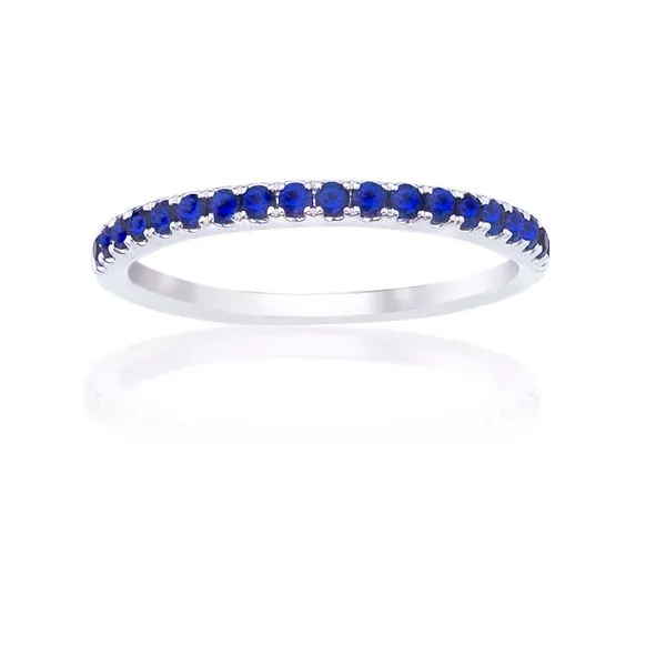 Round Blue Sapphire Pave Band Ambassador Diamond Jewelers Tucson, AZ
