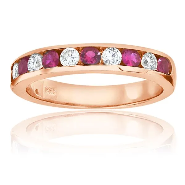 11 Stone Round Diamond and Ruby Channel Band Ambassador Diamond Jewelers Tucson, AZ