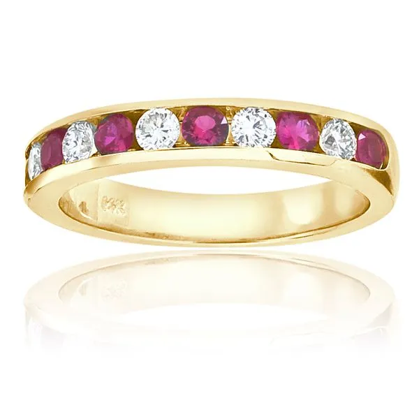 11 Stone Round Diamond and Ruby Channel Band Ambassador Diamond Jewelers Tucson, AZ