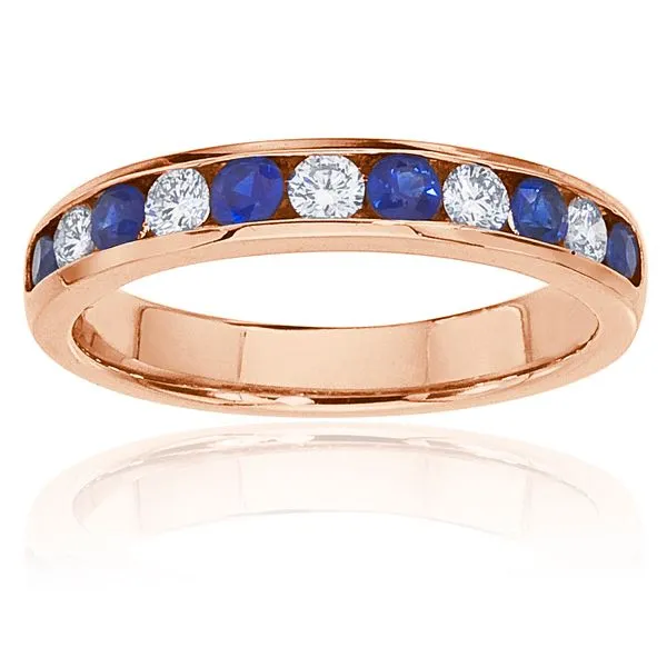 Round Sapphire and Round Diamond Channel Set Band Ambassador Diamond Jewelers Tucson, AZ