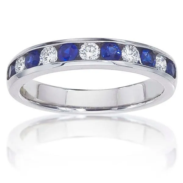 Round Sapphire and Round Diamond Channel Set Band Ambassador Diamond Jewelers Tucson, AZ