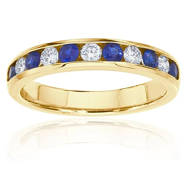 Round Sapphire and Round Diamond Channel Set Band Ambassador Diamond Jewelers Tucson, AZ
