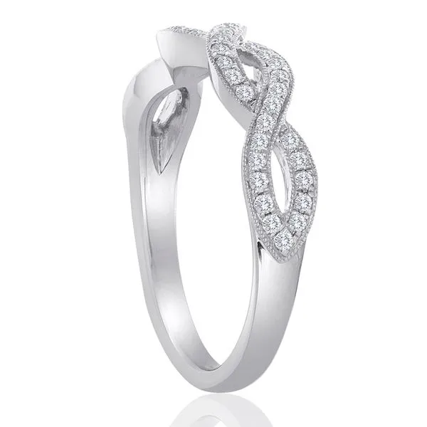 Round Diamond Pave Milgrain Twist Band Image 2 Ambassador Diamond Jewelers Tucson, AZ