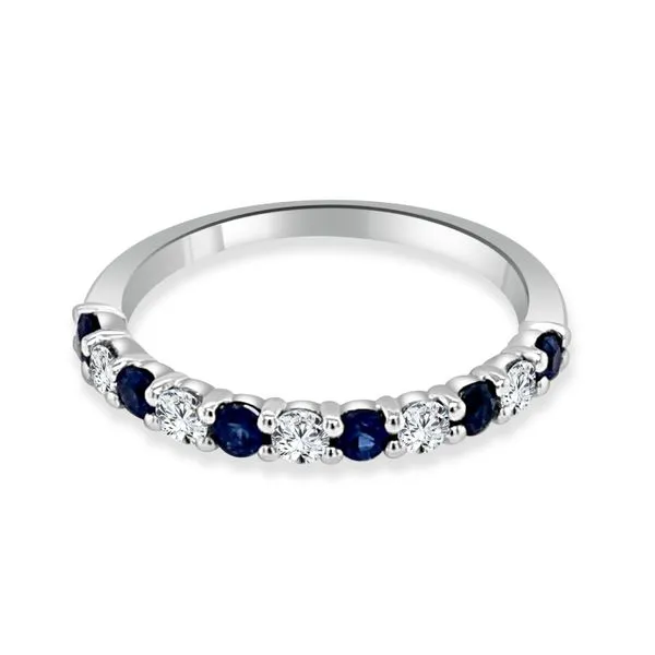 Round Blue Sapphire and Diamond Alternating Shared Prong Band Ambassador Diamond Jewelers Tucson, AZ