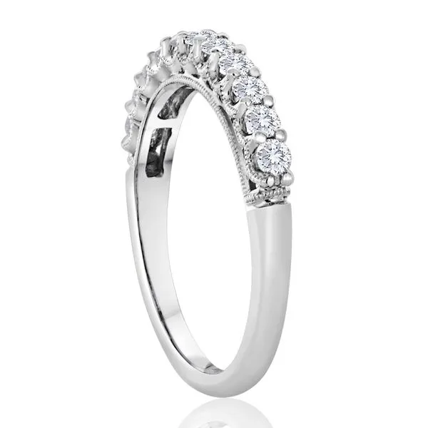 Round Diamond U-Prong Milgrain Band Image 2 Ambassador Diamond Jewelers Tucson, AZ