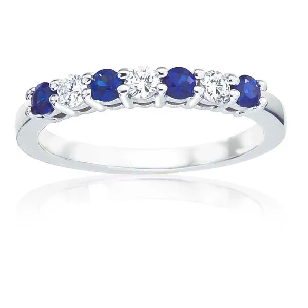 7 Stone Round Sapphire and Diamond Shared Prong Band Ambassador Diamond Jewelers Tucson, AZ