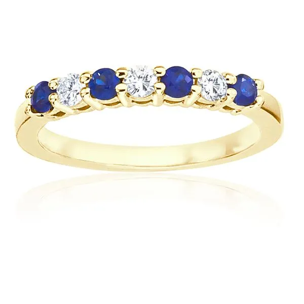 7 Stone Round Sapphire and Diamond Shared Prong Band Ambassador Diamond Jewelers Tucson, AZ