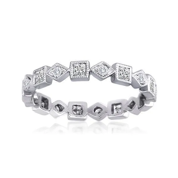 Round Diamond and Princess Cut Pave Eternity Band Ambassador Diamond Jewelers Tucson, AZ