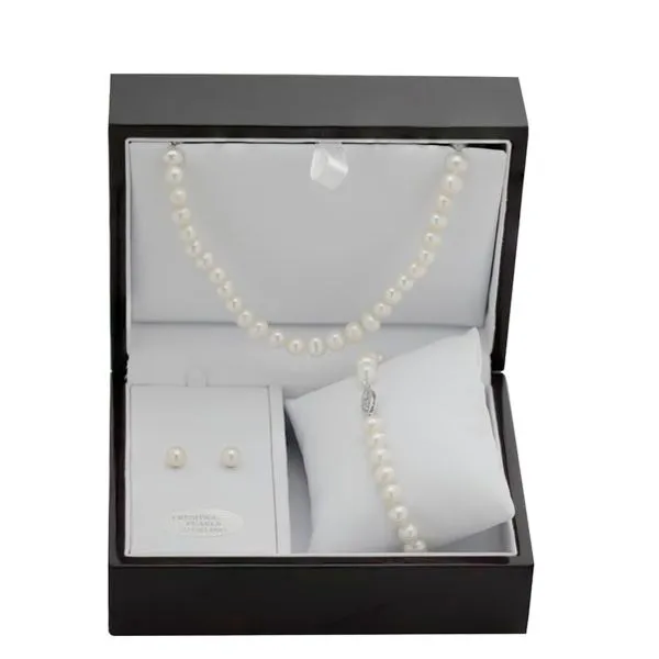 Sterling Silver Freshwater Pearl Wood Box Gift Set Richard's Jewelry Berne, IN