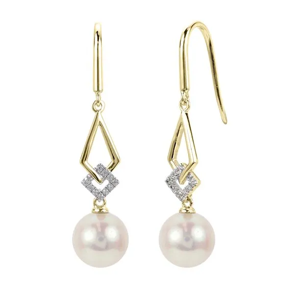 14KT Yellow Gold Freshwater Pearl Earring Diamonds Direct St. Petersburg, FL