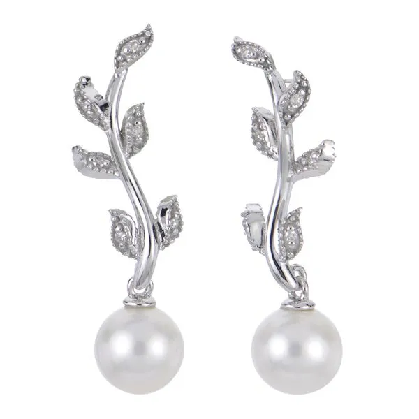 14KT White Gold Freshwater Pearl Earring Diamonds Direct St. Petersburg, FL