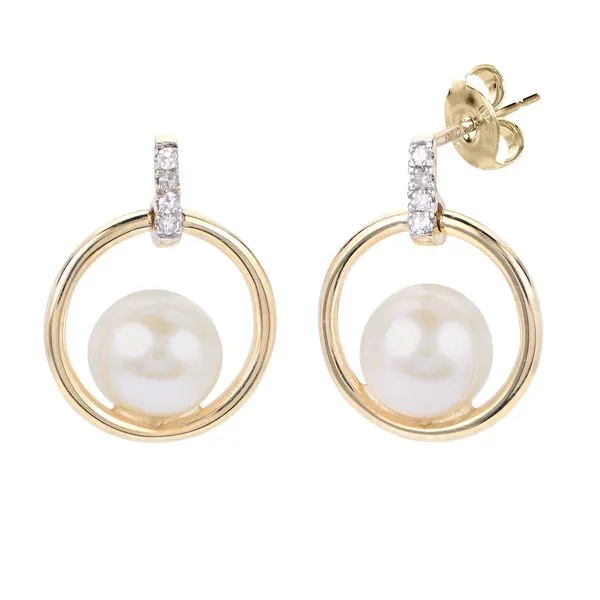 14KT Yellow Gold Freshwater Pearl Earring Raleigh Diamond Fine Jewelry Raleigh, NC
