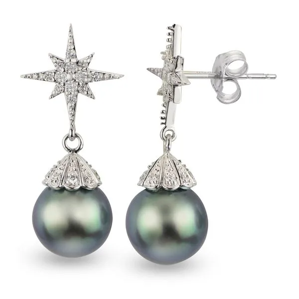 14KT White Gold Tahitian Pearl Earring Gaines Jewelry FLINT, MI