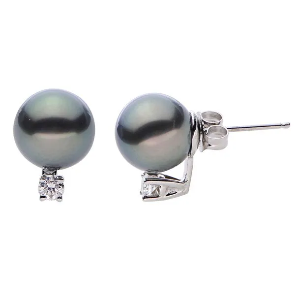 14KT White Gold Tahitian Pearl Earring Banks Jewelers Burnsville, NC