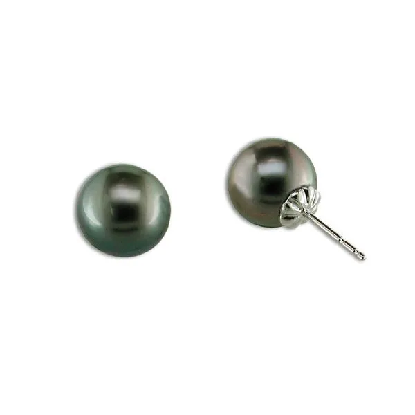 14KT White Gold Tahitian Pearl Earring Diny's Jewelers Middleton, WI