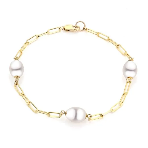 14K Gold Paperclip Chain and Freshwater Pearl Bracelet Rick's Jewelers California, MD