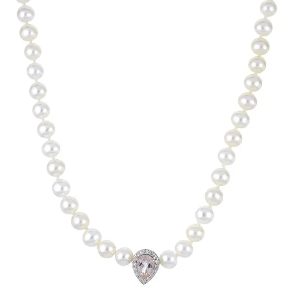 14KT Rose Gold Freshwater Pearl Necklace Diamonds Direct St. Petersburg, FL