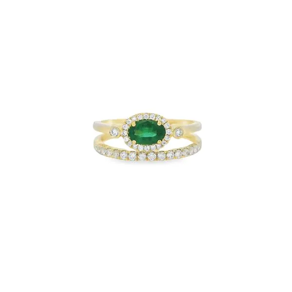 Emerald and Diamond Double Band Ring Albert's Jewelers Kingsland, GA