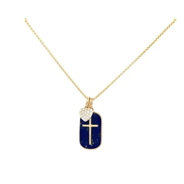 Lapis Cross and Diamond Heart Charm Combination Bryan Jewelry Prattville, AL